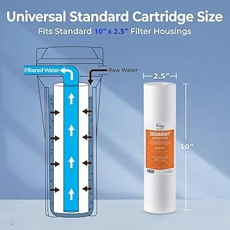 iSpring 10"x2.5" Multi-Layer PP FP15X8 Universal Sediment Filter Cartridges 5 micron 8-Pack White