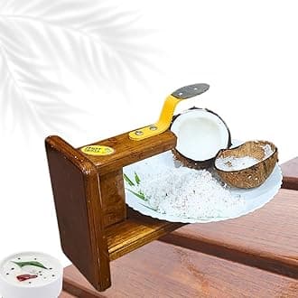 Table Top Polished Real Teak Wood Coconut Scraper Grater Shredder Movable Chirava