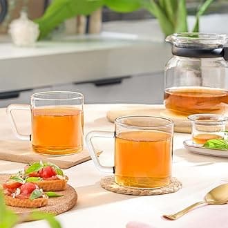 Borosil 120ml 2pc Classic Espresso Tea and Coffee Mug Set | Made in India Borosillicate Glass, Microwave Safe, Scratch Resistance, Lightweight | Cup Set for Chai, Green Tea, Milk | Transparent