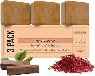 Ghar Ka Soap Sandalwood & Saffron Magic Soaps For Bath (300 Gms Pack Of 3) | Paraben Free | Chandan & Kesar Bath Soap | Handmade Soaps For Glowing | Skin Brightening Soap For Men & Women