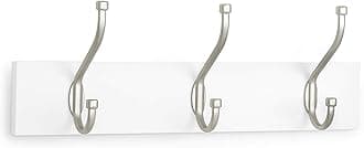 Amazon Basics Wood Wall Mounted Standard Coat Rack - 3 Hook, 34 cm, White, 2-Pack