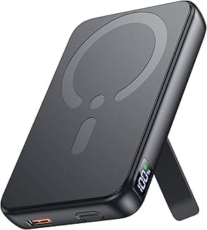 for Magsafe Power Bank, 12000mAh Wireless Magnetic Portable Charger with Stand and PD 20W USB C Fast Charging, for Magsafe Battery Pack Compatible with iPhone 16/15/14/13/12 Pro/Pro Max Series