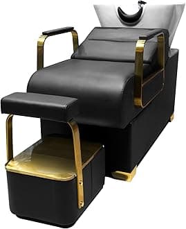 Lie Flat Hair Washing Chair Salon Shampoo Chair Backwash Head Wash Chair Ceramic Shampoo Bowl Sink Unit Station Spa Salon Equipment