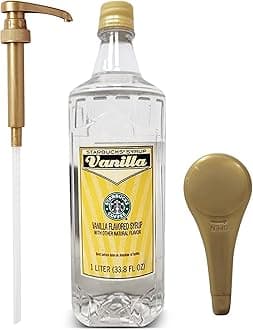 Syrup Vanilla 33 OZ Bottle For Coffee And Tea with Gold Coffee Syrup Pump