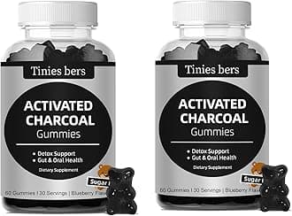 Activated Charcoal Gummies Sugar Free, 400mg Charcoal Supplements from Coconut, Quicker to Cleanse, Detox, Gas Relief, Gut & Oral Health for Adults & Kids, Gluten Free, Non GMO, Vegan, Pectin, 120
