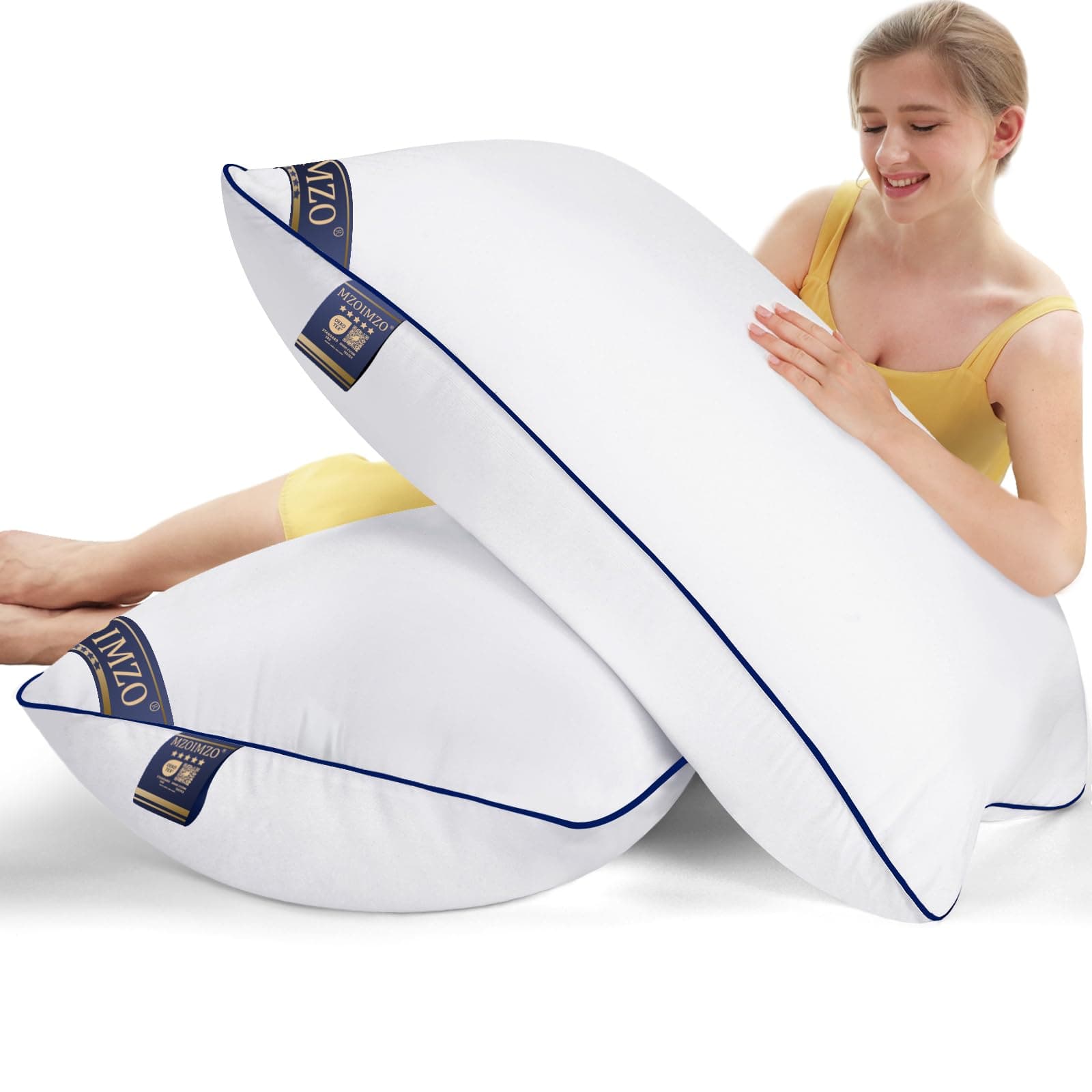 Supportive Firm Bed Pillows for Sleeping- King Size, Set of 2, Cooling Hotel Quality with Premium Soft Down Alternative Fill for Back, Stomach or Side Sleepers, 20''x34''