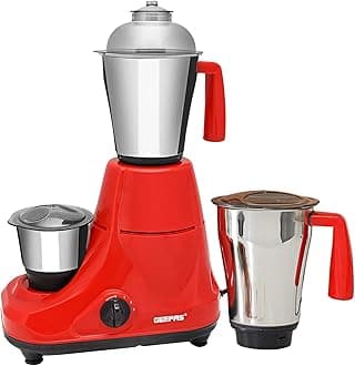 750W 3-in-1 Mixer Grinder | Stainless Steel Jars & Blades | 3 Speed Control, Perfect for Chutney, Dry & Wet Fine Grinding Mixing | Overload Protection | Powerful Motor | 2 Year Warranty, Red