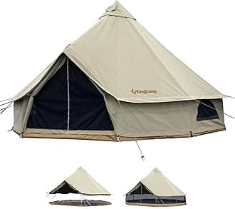 KingCamp Khan Glamping Bell Tent Winter Canvas Yurt Tent with Stove Jack 13.1ft / 16.4ft- 3 in 1 Tent and Canopy for Family Outdoor Camping, Glamping, Breathable Wall Tent