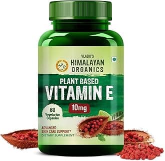 HIMALAYAN ORGANICS Plant Based Vitamin E Capsules (Non GMO Sunflower Oil, Aloevera Oil, Argan Oil) - 60 Capsules