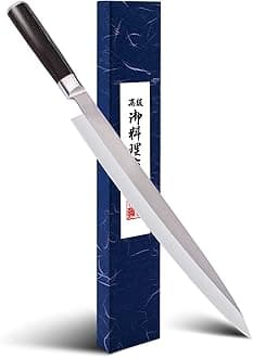 Sushi Knife 12.3 inches, Yanagiba Knife with High Carbon Stainless Steel Blade,Ergonomic Wenge Wood Handle, Single Bevel Sashimi Knife for Cutting Sushi & Sashimi, Fish Filleting
