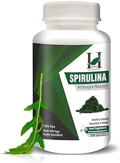 H&C Herbal Ingredients Expert Spirulina 120 Capsules (450mg Each) | Nutrition Rich Super Food Supplement