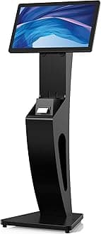 CTA Sleek Floor Stand Kiosk for Monitors – Floor Stand with Printer Slot 15" to 32" up to 60lbs - for Check-in & POS Stations & More - Black (ADD-LDSLEEK)