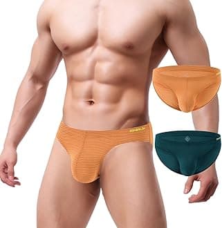 ZAIGGUTMen's Stripes Briefs Comfortable Breathable Low Rise Bulge Enhancing Pouch Stretch Smooth Comfy Tagless Underwear