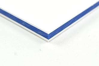 BuyPlastic King ColorCore Plastic Sheet 3/4" x 12" x 12" White-Blue-White Color Core, HDPE Board, High Density Polyethylene Panel