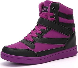 UBFEN Womens High Top Sneakers with Hidden Wedge Heel Ankle Support 2 Inch Height Increase 80s Retro Casual Boots
