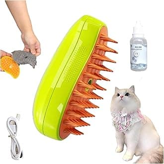 Steamy Cat Brush - 3 In1 Cat Steam Brush,Cat Spray Massage Comb,Pet Hair Cleaner Brush,Rechargeable Cat Slicker Brush With Liquid Inlet,Eliminate Flying Hair And Tangled Hair (Green+Essence)