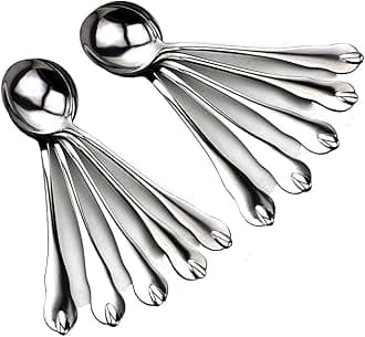Large Stainless Steel Restaurant & Hotel Quality Round Soup Spoons, Large Soup Spoons, Set of 10