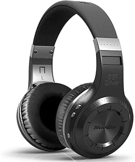 H-Turbine Wireless Bluetooth 5.0 Headphones Powerful Bass Over-ear Headset Bulit-in Microphone-Retail package Global release (Black)