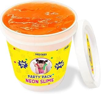 HOTKEI (1 Kg Neon Slime) Orange Fruit Scented Big Slimy Slime Gel Jelly Putty Toy Slime Bucket kit Set Toys for Girls Boys Kids Neon Slime