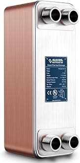 Alecoil 4"x12" 40 Plates Heat Exchanger with 1" MPT Port Water to Water 316L Stainless Steel Brazed Plate Heat Exchanger for Water Heating, Floor Heating, Commercial and Industrial Refrigeration