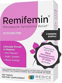 RemifeminMenopause symptom relief - Clinically proven ingredients - Menopause supplements - Cimicifuga racemosa - Estrogen free - Made in Germany - 120 tablets