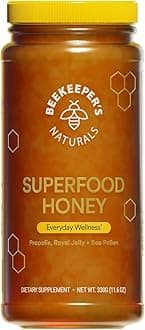 BEEKEEPER'S NATURALS B.Powered Superfood Honey for Everyday Wellness - Raw Honey with Bee Pollen, Propolis + Royal Jelly (11.6 oz)