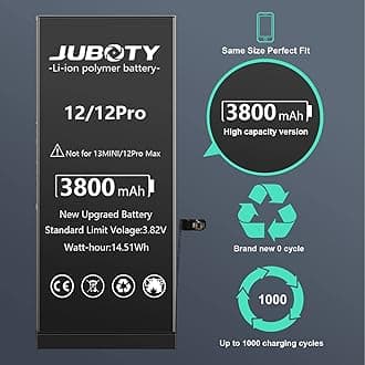 JUBOTY 3800mAh Battery for iPhone 12/12Pro, Lithium Ion New Upgrade High Capacity Battery Replacement for iPhone 12/12Pro with Professional Repair Tool Kit