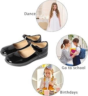 Amtidy Girls School Uniform Shoes Mary Jane School Wedding Party Flat Shoes