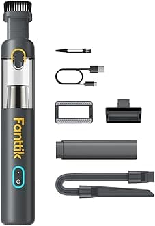 Slim V8 Mate Cordless Car Vacuum Suction Power 12000Pa, Portable Mini Vacuum with Flexible Hose and Pet Brush, Type-C Charge, Portable Vacuum for Car, Office Desk, Keyboards, Gray