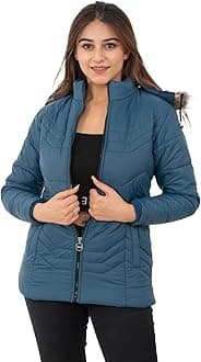 GenericSTUFFLIN Women's Quilted Puffer Jacket Full Sleeves Winter Jacket Girls Winter Wear Jacket (M, Navy Blue)