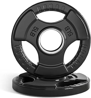 2-Inch Rubber Olympic Grip Weight Plates for Strength Training, Weightlifting, Solid Cast Iron Plate for Barbell in Single/Pair/Set for Home & Gym (2.5-45LB), One Year Warranty