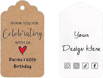 100 pcs Custom Hang Tags,Personalized Your Logo and Text Price Tags Jewelry Hang Tags Labels (1.7×2.75 inch)