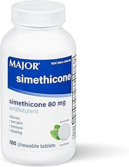 Simethicone Gas Relief 80 mg - Anti Flatulence, Bloating and Gas Pressure Aid - 100 Chewable Tablets (1 Pack)