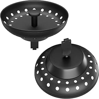 Sink Strainer for Kitchen Sink 2 Pack Stopper Combo Basket Replacement for Standard 3-1/2 Inch Drain with Stainless Steel Kitchen Sink Drain Basket with Rubber Sink Stopper Bottom Matte Black