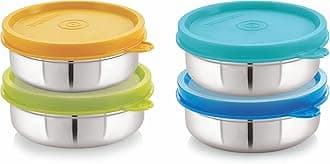 Flex Stainless Steel Containers Size Slim 200ml x 4 (Yellow/Blue/Green/Turquoise)