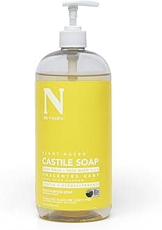 Dr. Natural Castile Liquid Soap - Multi-Use Body Wash, Shampoo and Face Wash - Body Soap for Skin, Hair, Pets and Home - Unscented Baby - 32 oz