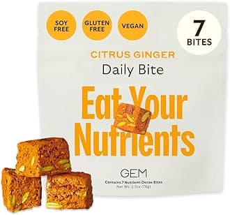 - Daily Bite for Women & Men, with 20+ Vitamins, Minerals, & Superfoods Like Zinc, Vitamin D, B-Complex, K, Turmeric, Fiber & Prebiotics, Beta Glucan GLP-1 Support & Immunity (Citrus Ginger,7 count)