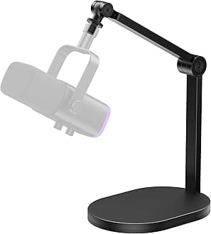 Studio Mic Stand, Max Load 2.64 lb Microphone Arm Desk Mount Desktop Microphone Stand for Fifine AM8 K669B Blue Yeti HyperX QuadCast SoloCast AT2020, Webcams Cameras, Black
