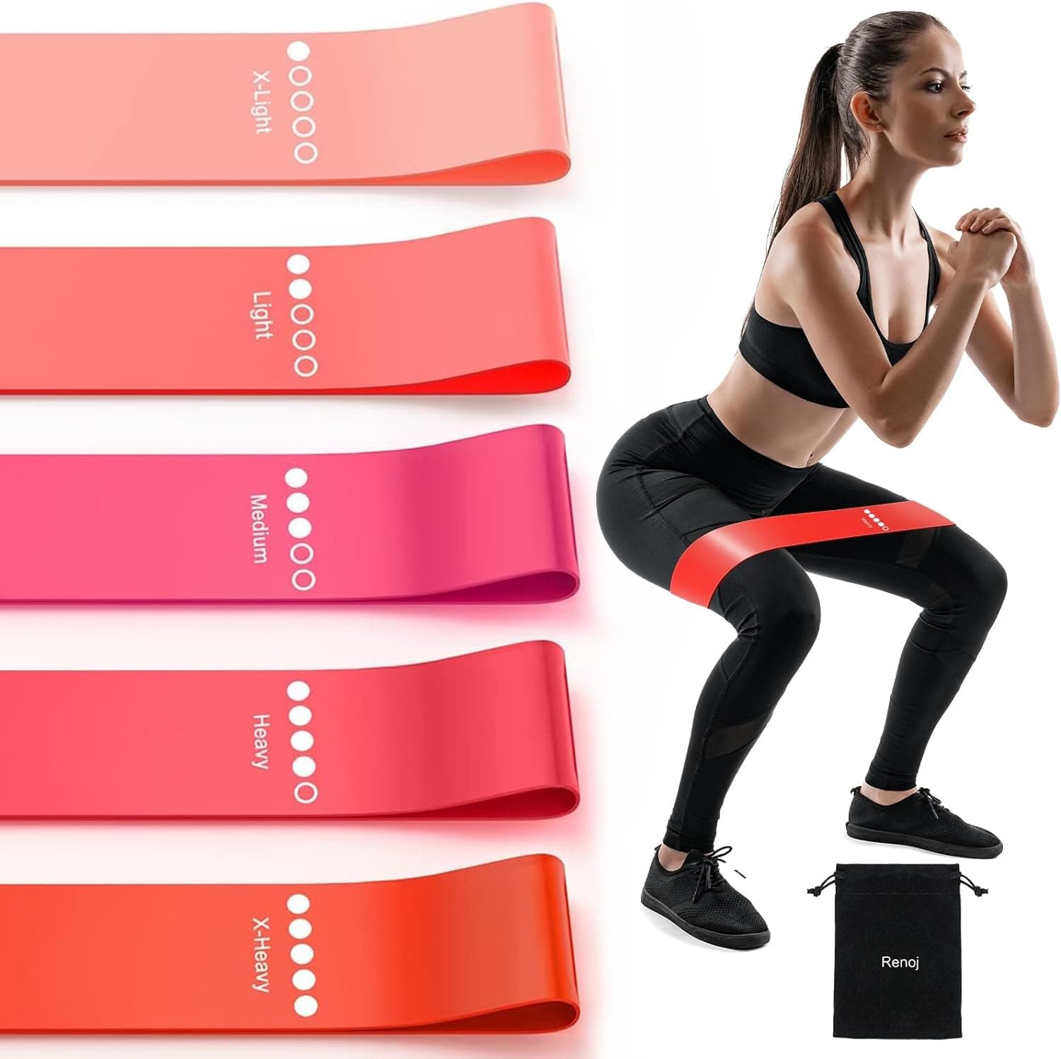 Resistance Bands for Working Out, 5-Pack Elastic Exercise Bands for Strength Training, Stretching, Workout; Home Gym Equipment for Women Men, Pilates Yoga Physical Therapy, Leg Glute Arm Exercise Kit