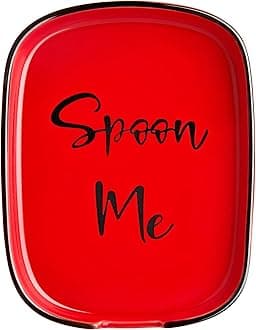 Ceramic Spoon Rest for Stove Top, DAYYET Large Spoon Holder, Spoon Rest for Kitchen Counter, Heat-Resistant Cooking Utensil Rest, Red Kitchen Decor and Accessories