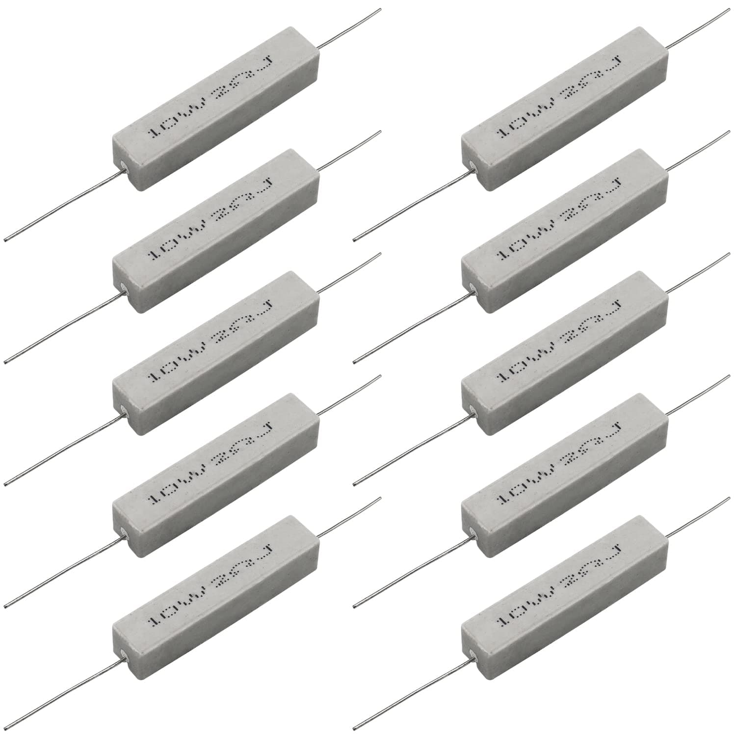 White Wound Fixed Ceramic 10 PCS 10w 2 ohm 5% Axial Lead Wire Cement Resistors - Flame, Heat & Moisture Resistant