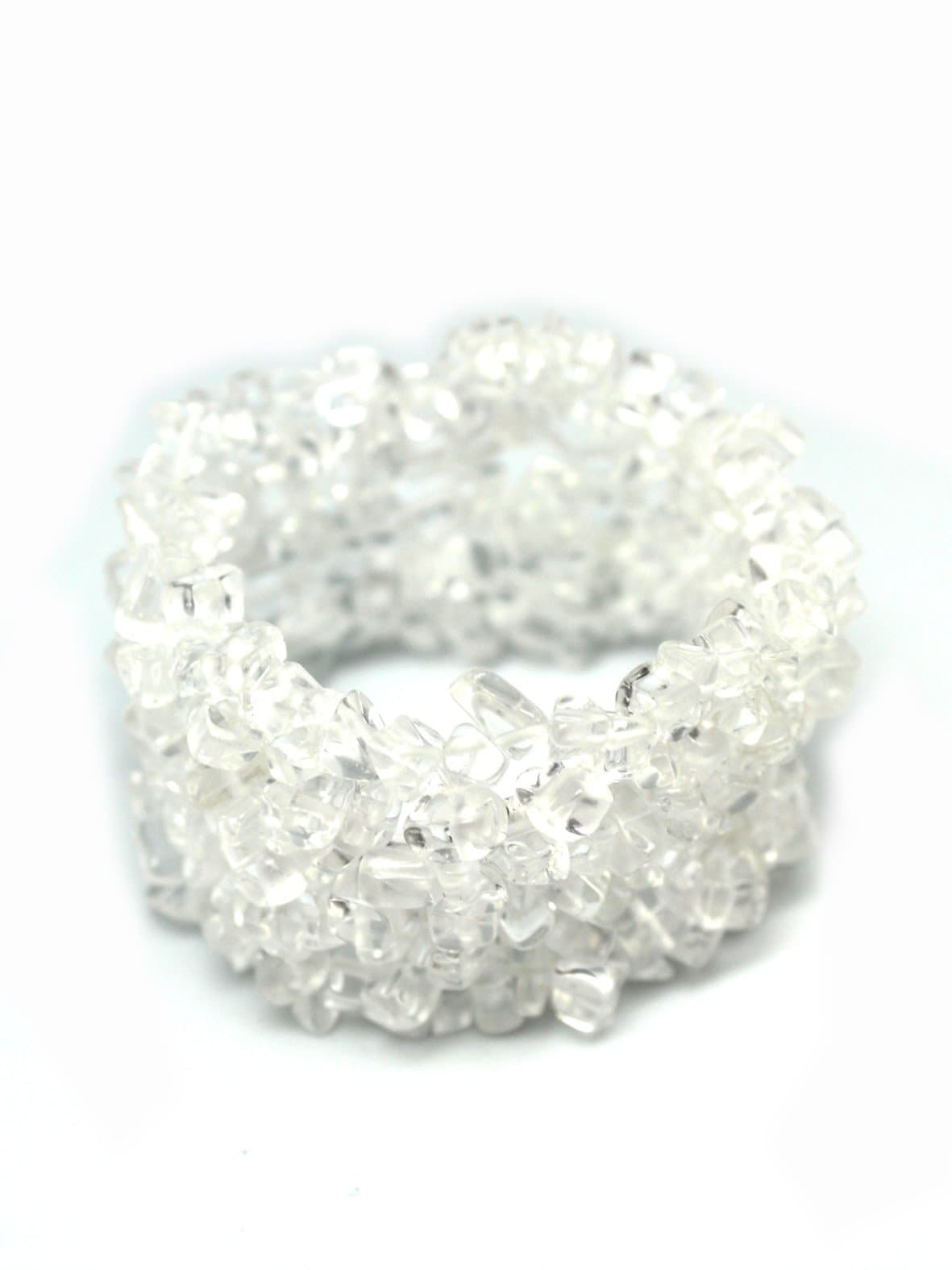 Clear Quartz Stone Bead Stretch Bracelet