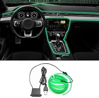 EL Wire Interior Car LED Strip Lights, LEDCARE USB Neon Glowing Strobing Electroluminescent Wire Lights with 6mm Sewing Edge, Ambient Lighting Kits for Cars Garden Decorations (5M/16.5FT, Green)