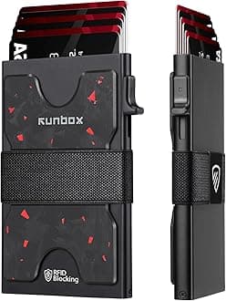 Slim Card Holder Wallet for Men, Minimalist RFID Blocking Wallet with Pop-Up Function, Ultra-Thin Design, Metal Business Card Cases holds 6+6 Cards, Gifts for Men, Men's Accessories