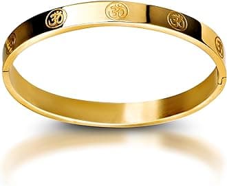 MEENAZ Bracelet for Men Stainless Steel | Aum Om Kada for men Bracelets | Bracelet for Boys Gold,Kada | Waterproof, Anti-tarnish Bracelet golden, Rust-free, Skin friendly | 8 mm Bracelets for Men