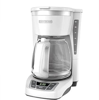 BLACK+DECKER CM1160W-1 CM1160W 12-Cup Programmable Coffeemaker, White/Stainless Steel