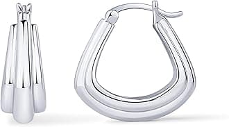 PAVOI 14K Gold Plated Sterling Silver Posts Triangle Chunky Hoop Earrings for Women | Endless Statement Hoops