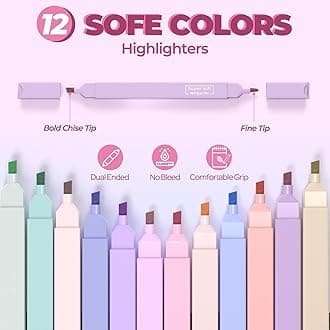 Nicpro 52 PCS Aesthetic School Supplies with Cute Pen Case, 12 Pastel Highlighters, 8 Color & Black Ink Gel Pens, 6 Mechanical Pencils 0.5 & 0.7 mm, 6 Ballpoint Pen for Student Stationary