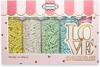 Confect Party in Pastels Sprinkles – Jimmies Mashup Mix (Yellow, White, Green, Baby Blue & Pink) – Cake & Cupcake Decorating Toppings – Vegan, Gluten-Free, Nut-Free, Soy-Free, Dairy-Free, Palm Oil-Free, Dye Free- 140 Gms