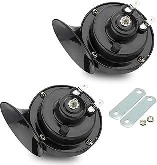 SumjigSumjig Pack-2 Car Snail Air Horn, 12V 300DB Stereo Sound Super Loud Warning Modification Horn, ABS + Metal Mini Size Waterproof and Rust-proof Honking Horn, Universal for Cars Motorcycles (Black)